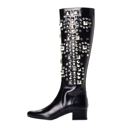 Saint Laurent Ketta Studded Babies 40 Brod Knee High Boots 36.5 Black 1 of 8