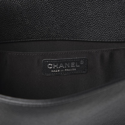 Chanel Caviar Chevron Quilted Medium Boy Flap Black 7 of 10