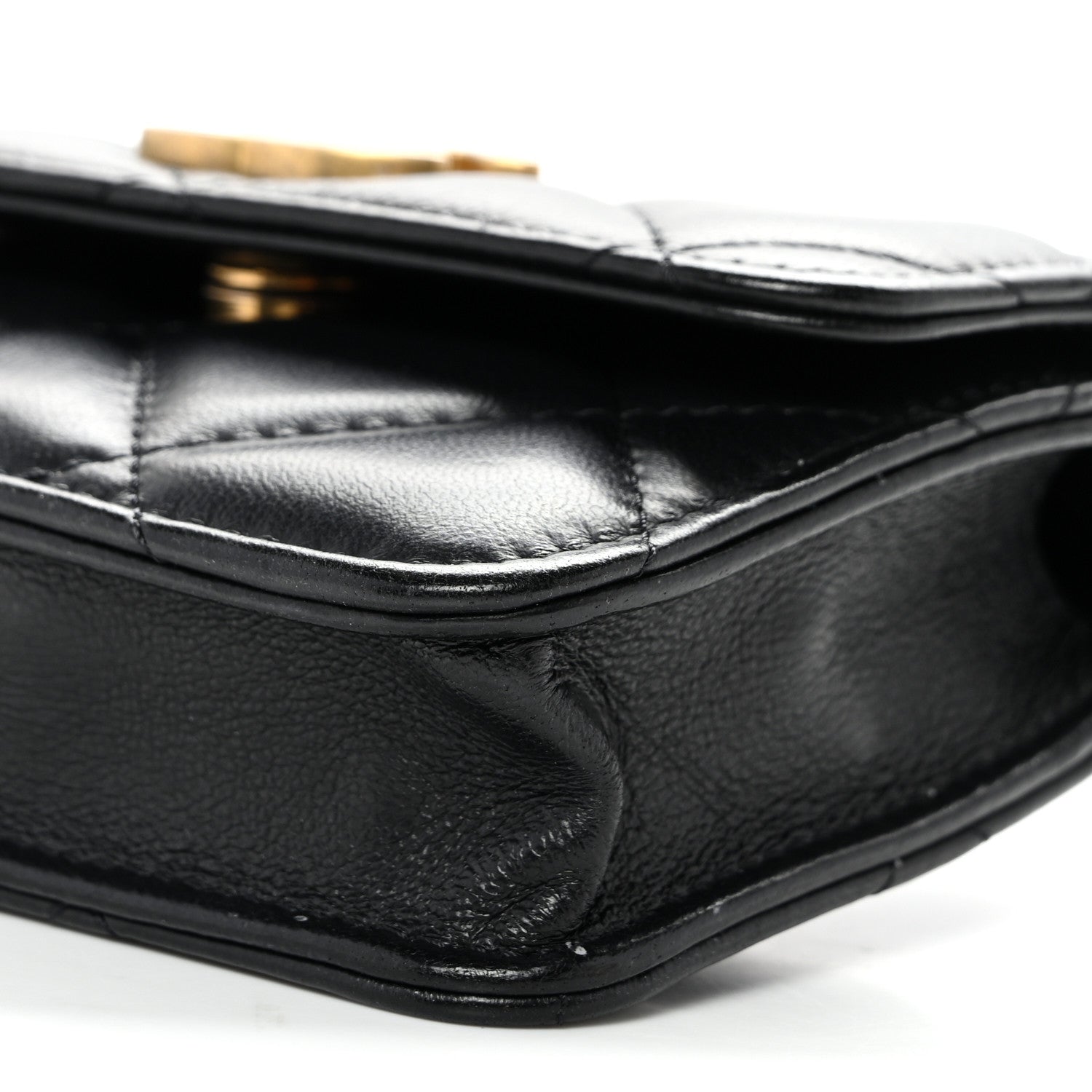 Chanel Lambskin Enamel Quilted Pending CC Flap Belt Bag Black 11 of 11