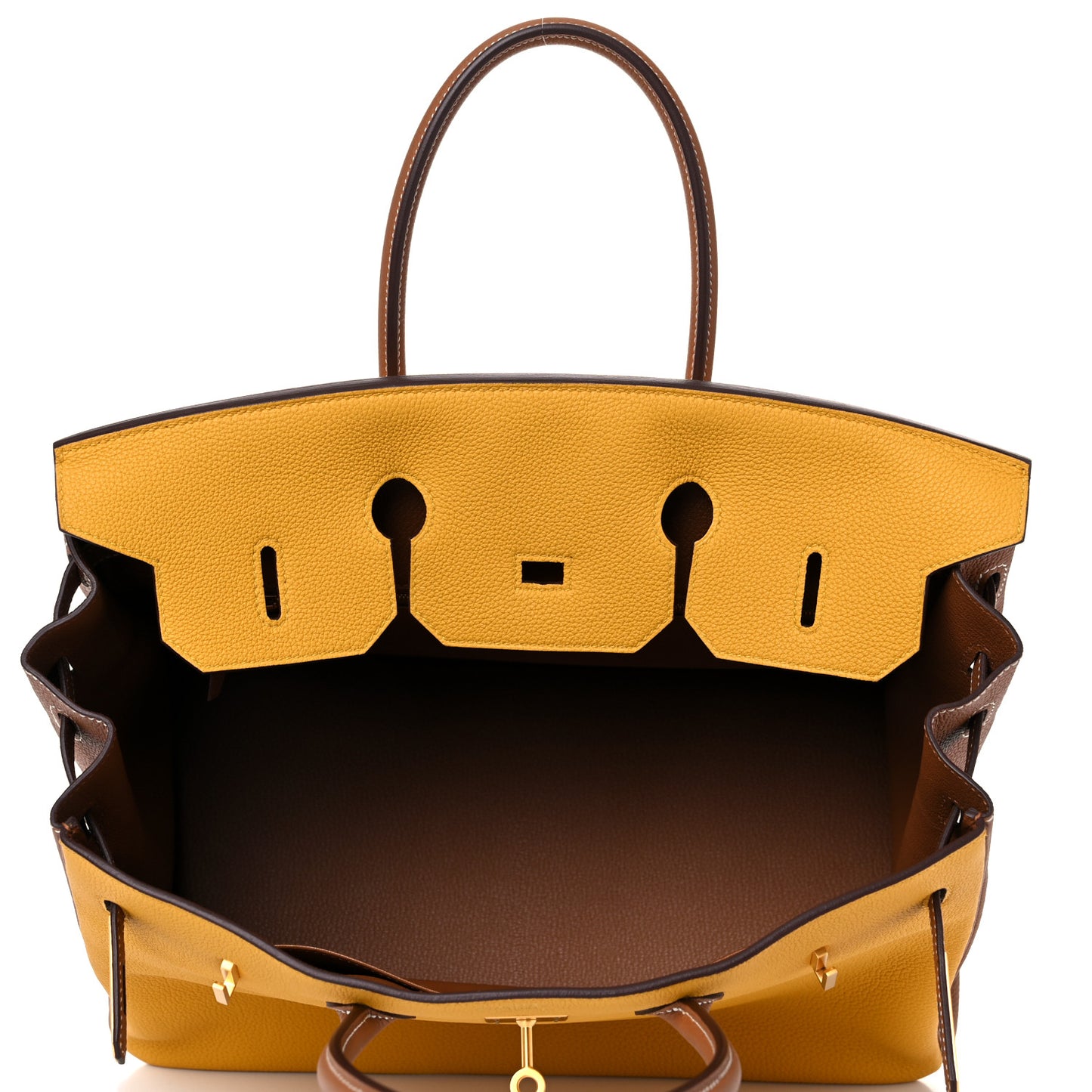 Togo Bi Color Horseshoe Birkin 35 Jaune Ambre Gold