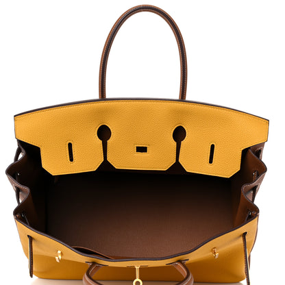 Hermes Togo Bi Color Horseshoe Birkin 35 Jaune Ambre Gold 16 of 34