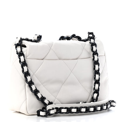 Chanel Glossy Calfskin Quilted Medium Chanel 19 Flap White Black 3 of 9