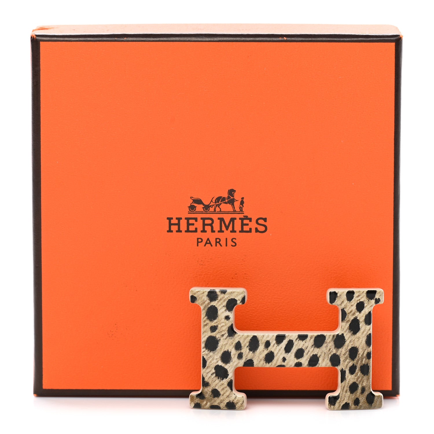 Hermes Enameled Steel Printed 24mm Felines H Email Belt Buckle Leopardus 4 of 4