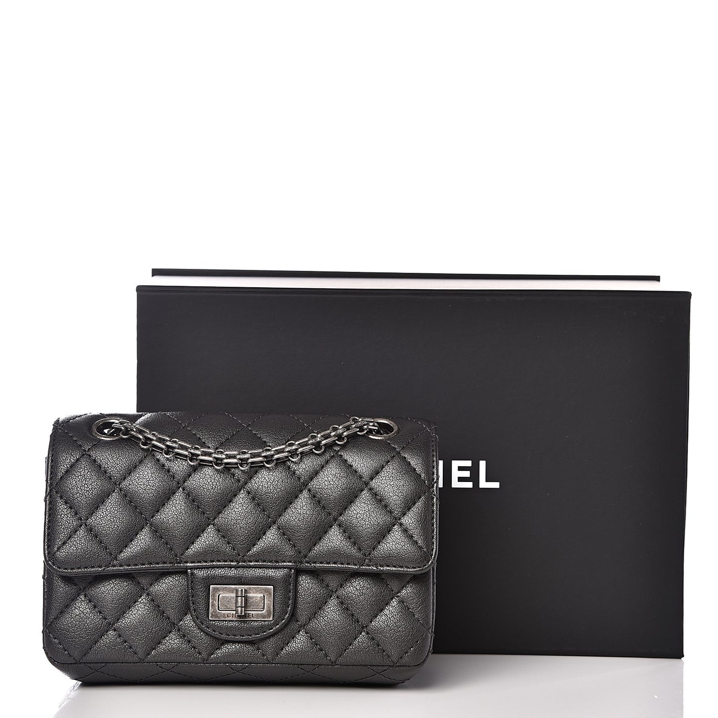 Sheepskin Quilted 2.55 Reissue Mini Flap Dark Grey