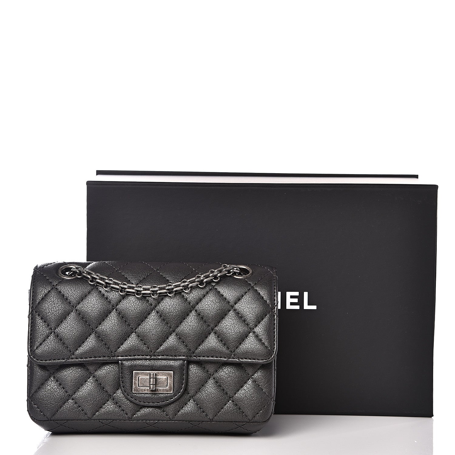 Chanel Sheepskin Quilted 2.55 Reissue Mini Flap Dark Grey 10 of 10