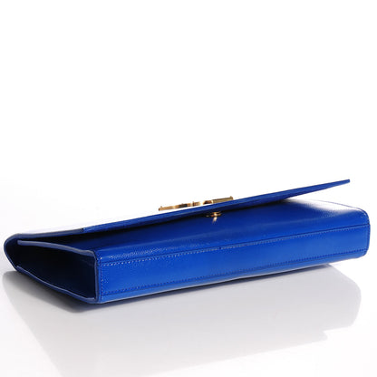 Saint Laurent Textured Patent Calfskin Classic Monogramme Clutch Royal Blue 4 of 8
