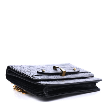 Alexander McQueen Crocodile Embossed Legend Crossbody Bag Black 3 of 4