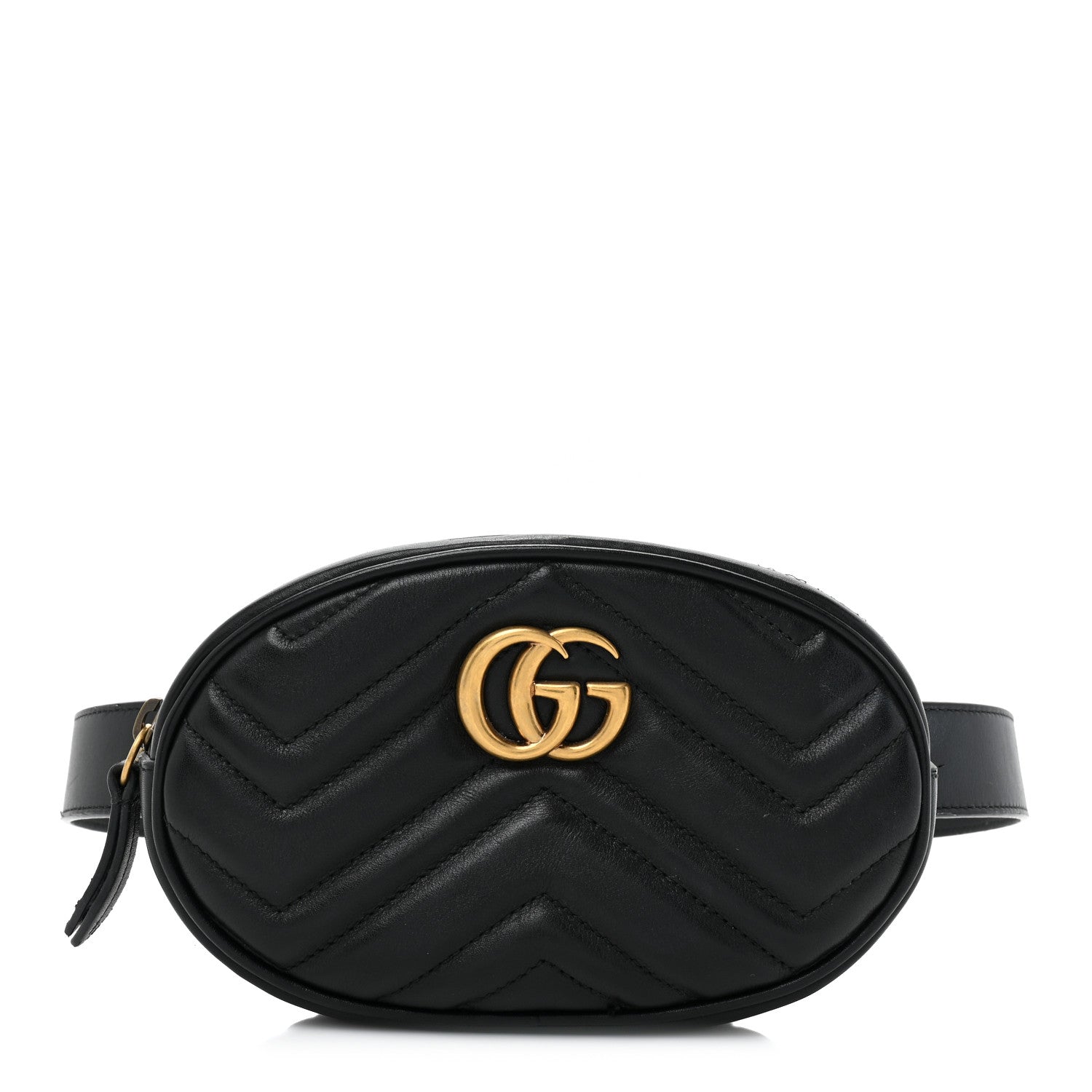 Gucci Calfskin Matelasse GG Marmont Belt Bag 75/30 Black 1 of 10