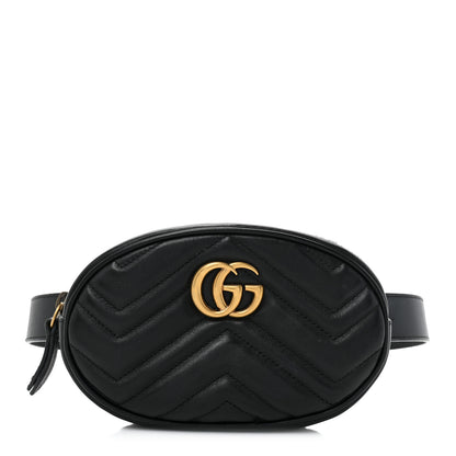 Gucci Calfskin Matelasse GG Marmont Belt Bag 75/30 Black 1 of 10