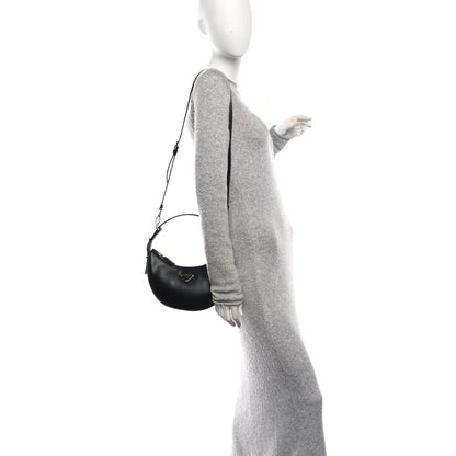 Prada Soft Calfskin Arque Shoulder Bag Black 2 of 9