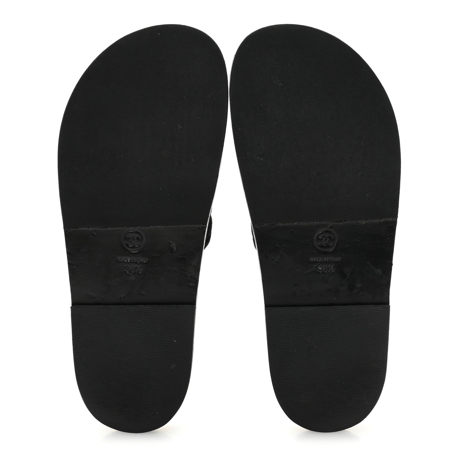 Chanel Suede Stitched Resin CC Mules 38.5 Black 6 of 10