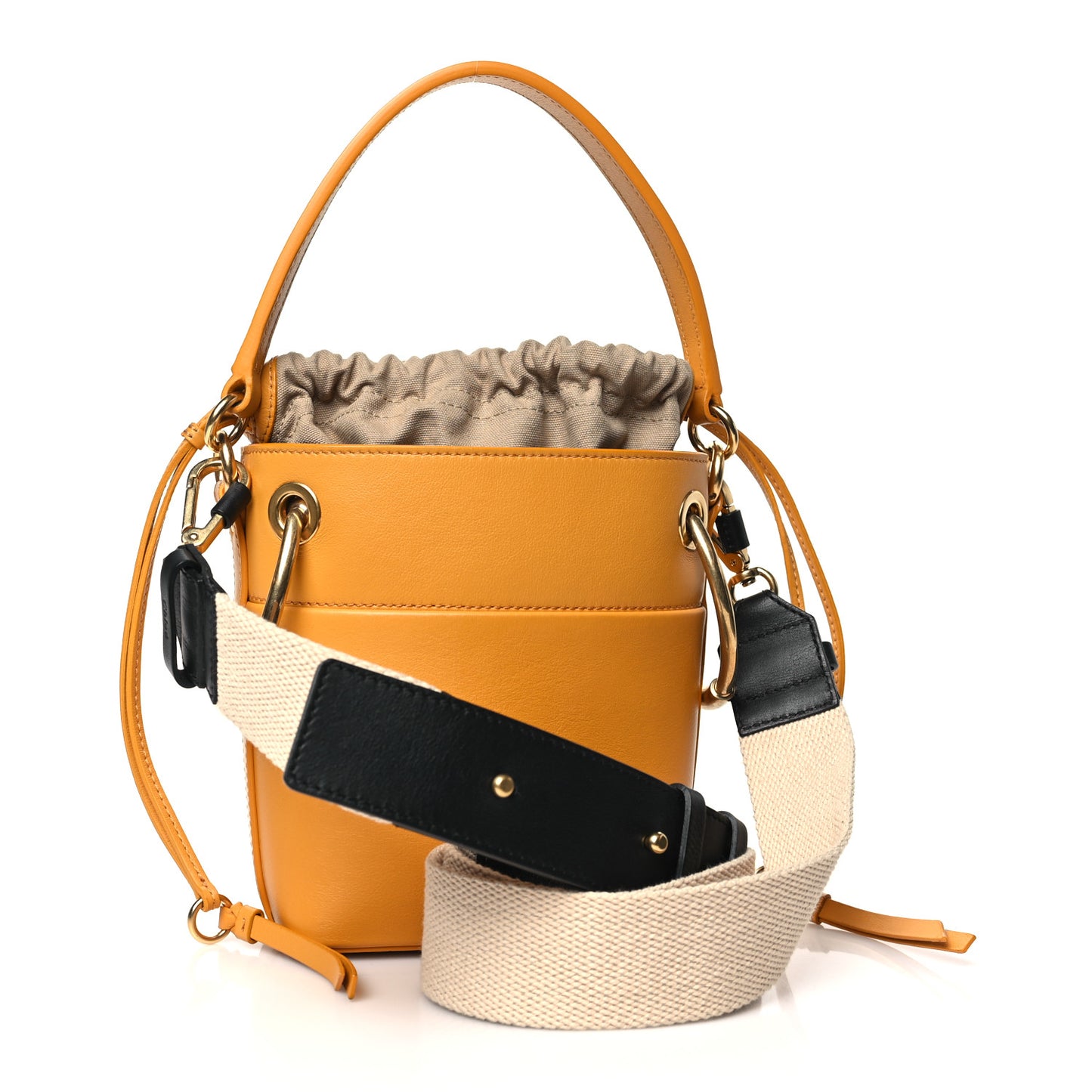 Smooth Calfskin Small Roy Bucket Bag Burning Camel
