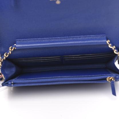 Chanel Caviar Quilted Vintage Mademoiselle Wallet On Chain WOC Blue 5 of 12