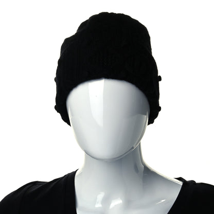 Chanel Cashmere CC Beanie Hat Black 2 of 4