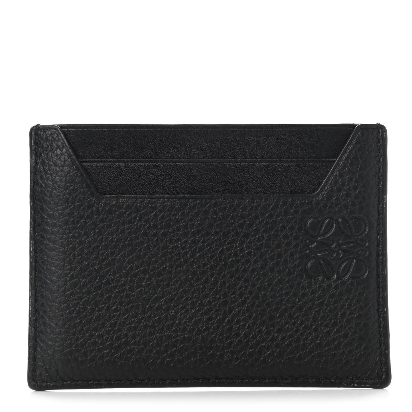 Soft Grained Calfskin Plain Card Holder Black