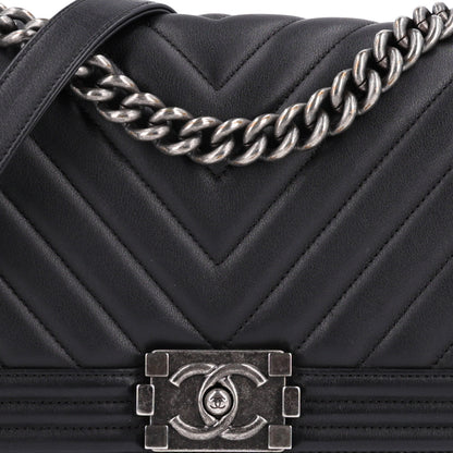 Chanel Lambskin Chevron Quilted Medium Boy Flap Black 8 of 10