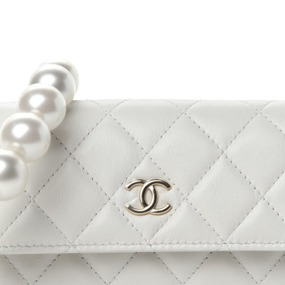 Chanel Calfskin Quilted Maxi Pearls Clutch With Chain White 11 of 12