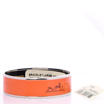 Hermes Enamel Printed Caleche Wide Bracelet 62 Orange 3 of 5