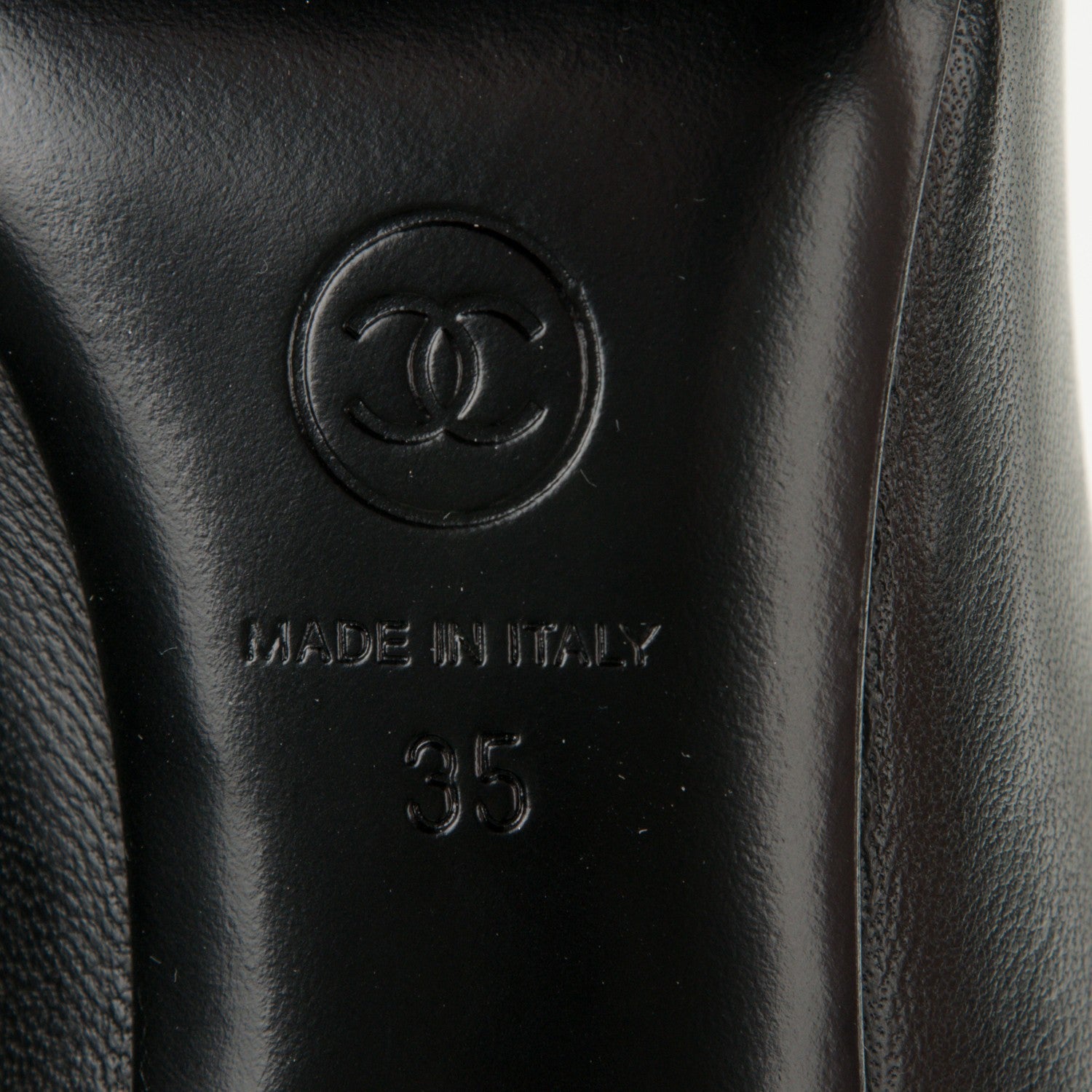 Chanel Lambskin Patent Cap Toe CC Pumps 35 Black 9 of 11