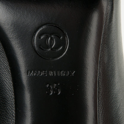 Chanel Lambskin Patent Cap Toe CC Pumps 35 Black 9 of 11