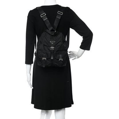Prada Tessuto Nylon Saffiano Small Backpack Black 2 of 10