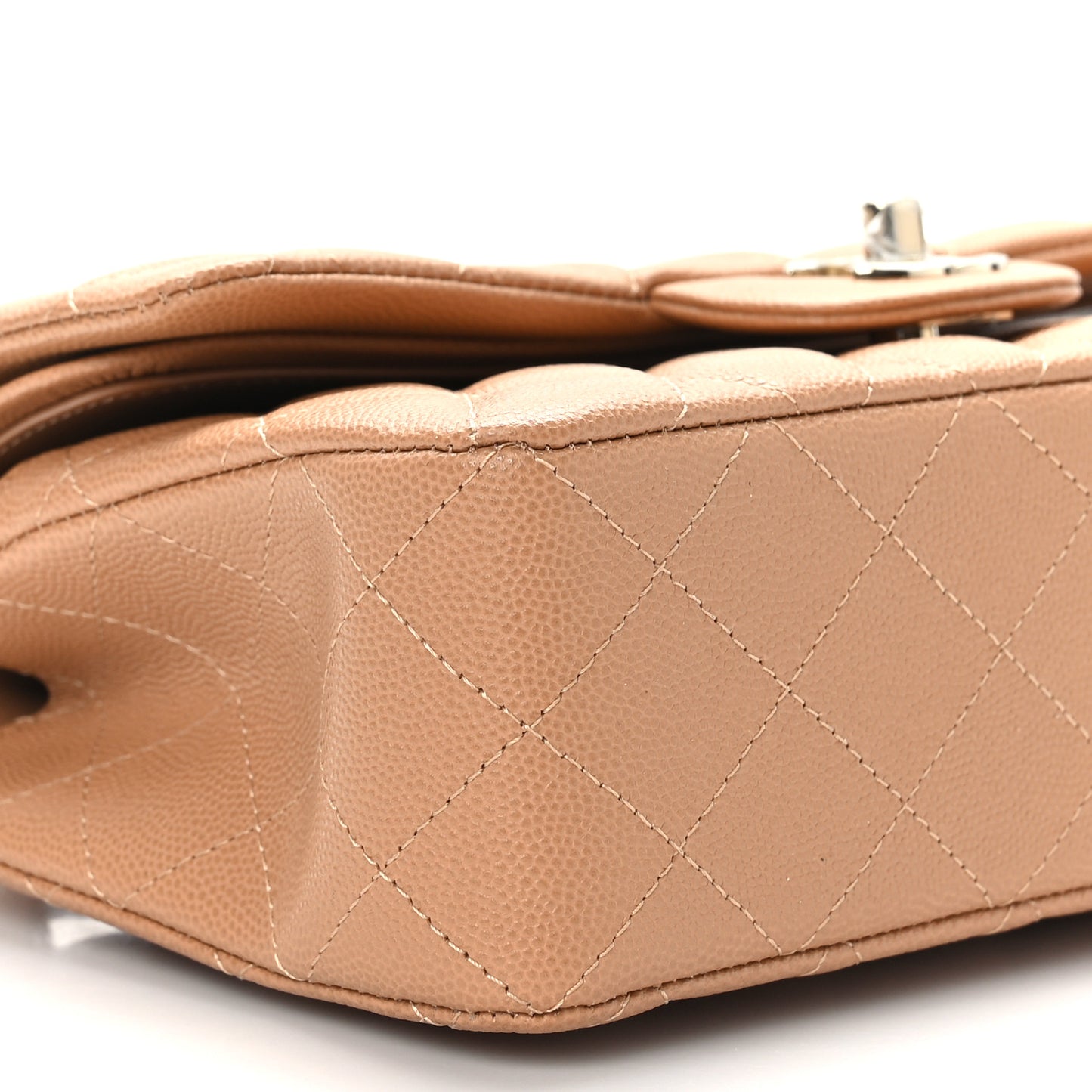 Caviar Quilted Small Double Flap Dark Beige