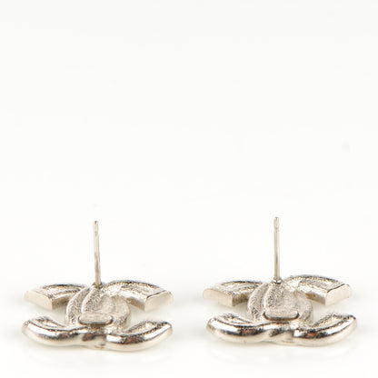 Chanel Crystal Double CC Earrings Silver 3 of 4