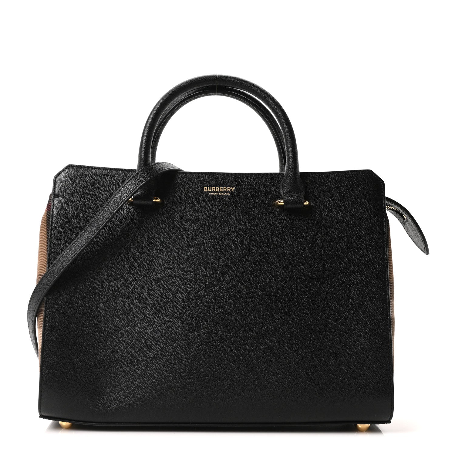 Burberry Calfskin Mega Check Small Banwell Tote Black 1 of 10