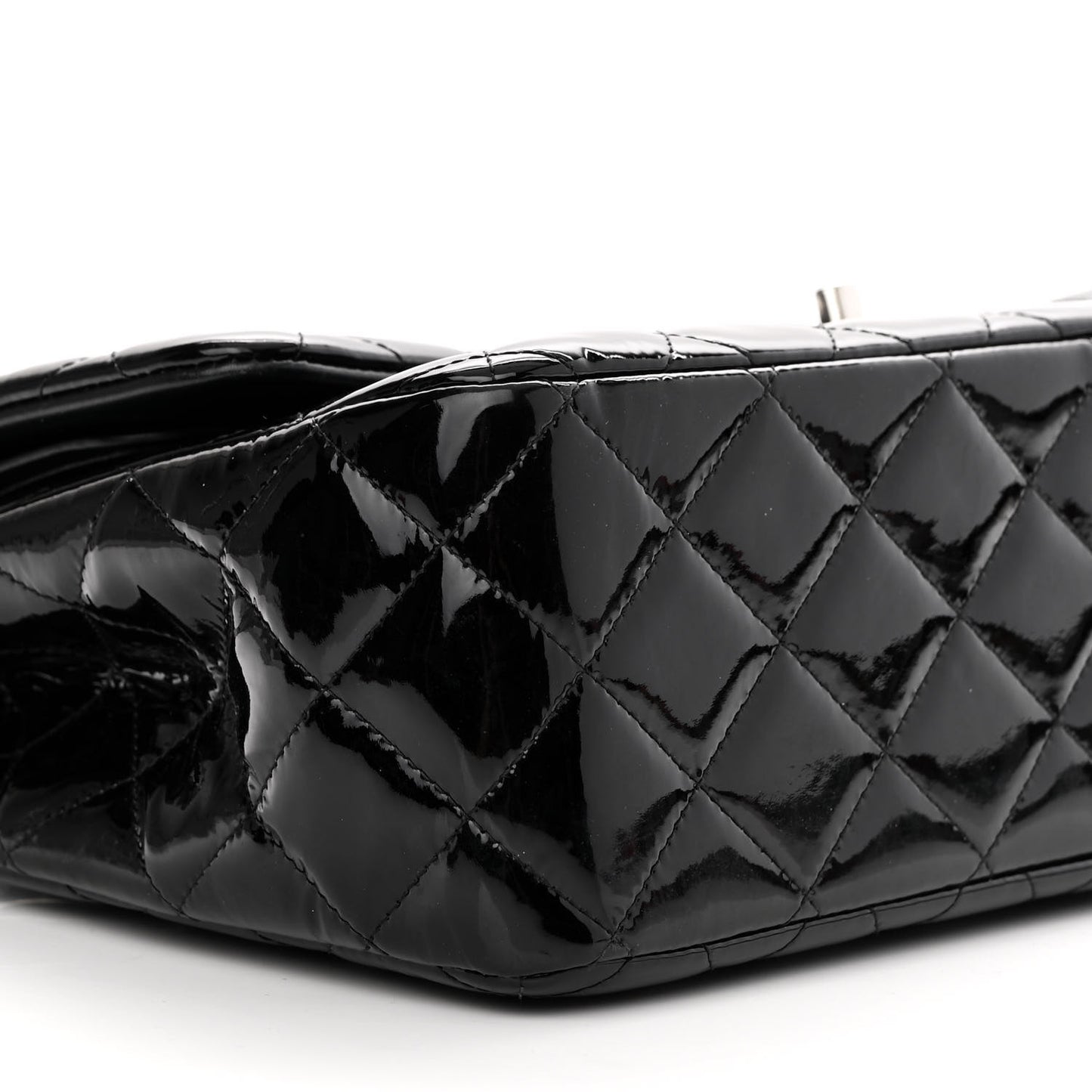 Patent Quilted Jumbo Double Flap Black