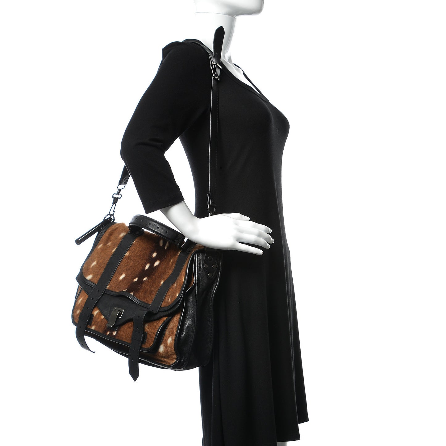 Calf Hair Animal Print Lambskin PS1 Large Satchel Multicolor