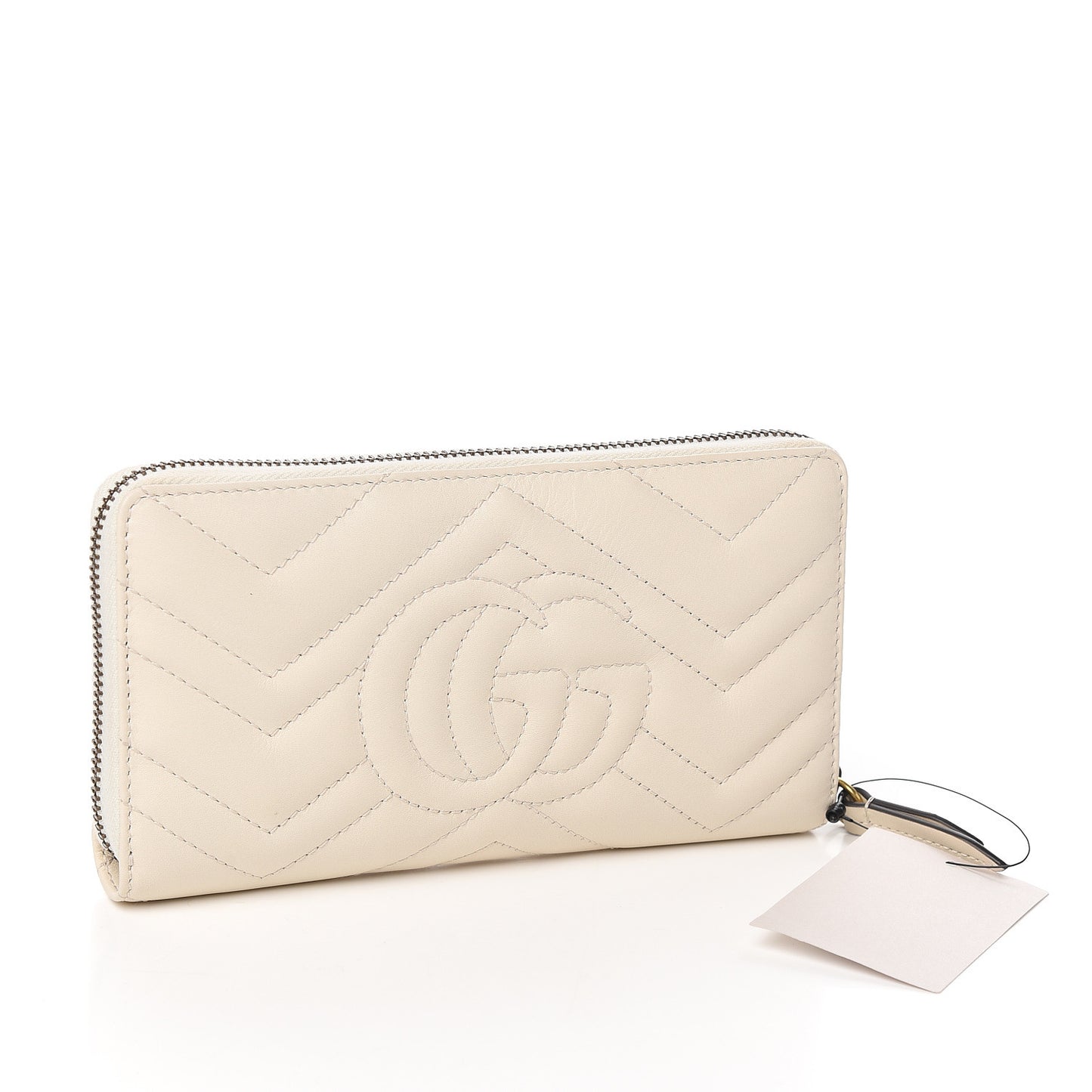 Calfskin Matelasse GG Marmont Zip Around Wallet White