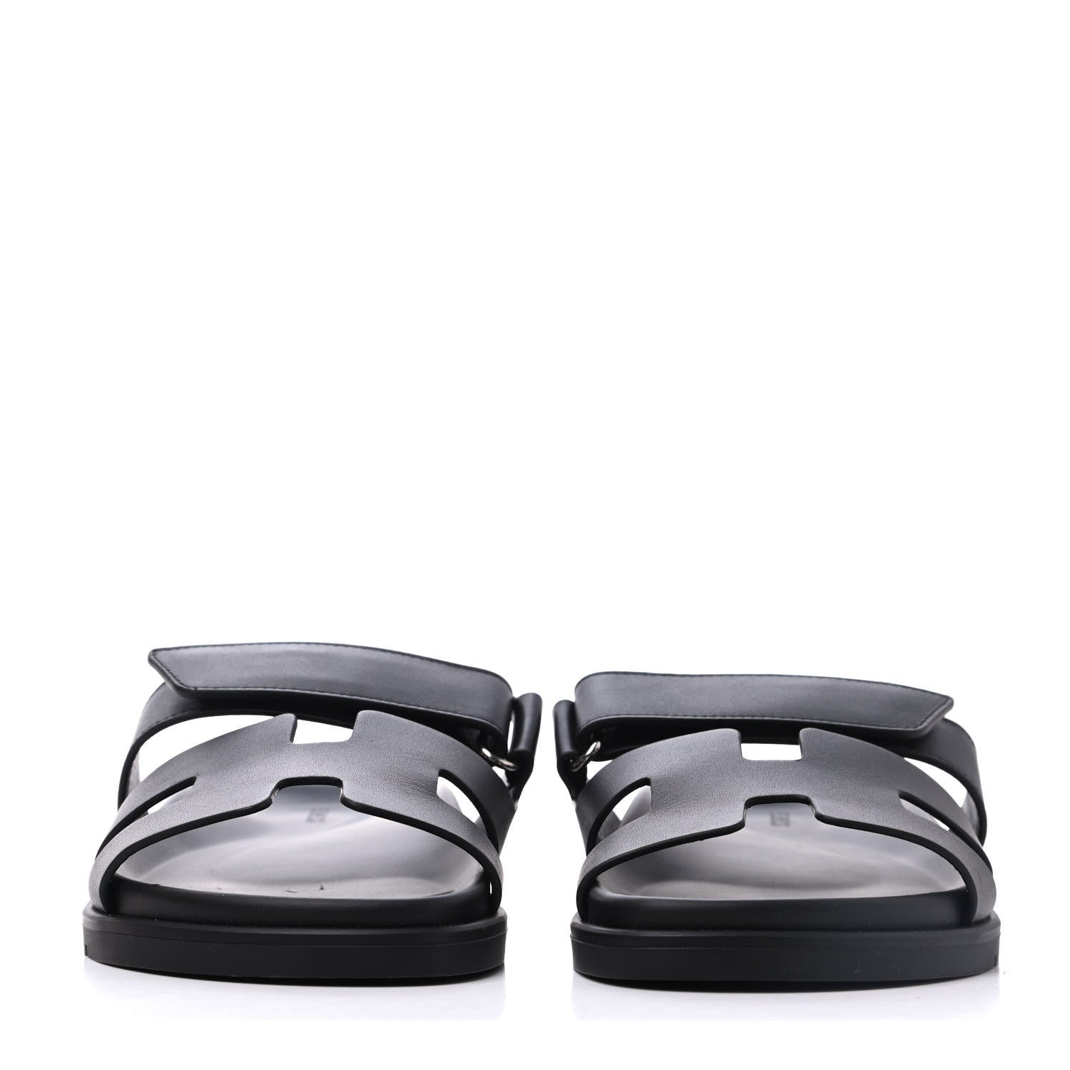 Hermes Calfskin Womens Chypre Sandals 37 Black 2 of 9