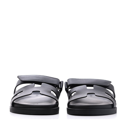 Hermes Calfskin Womens Chypre Sandals 37 Black 2 of 9