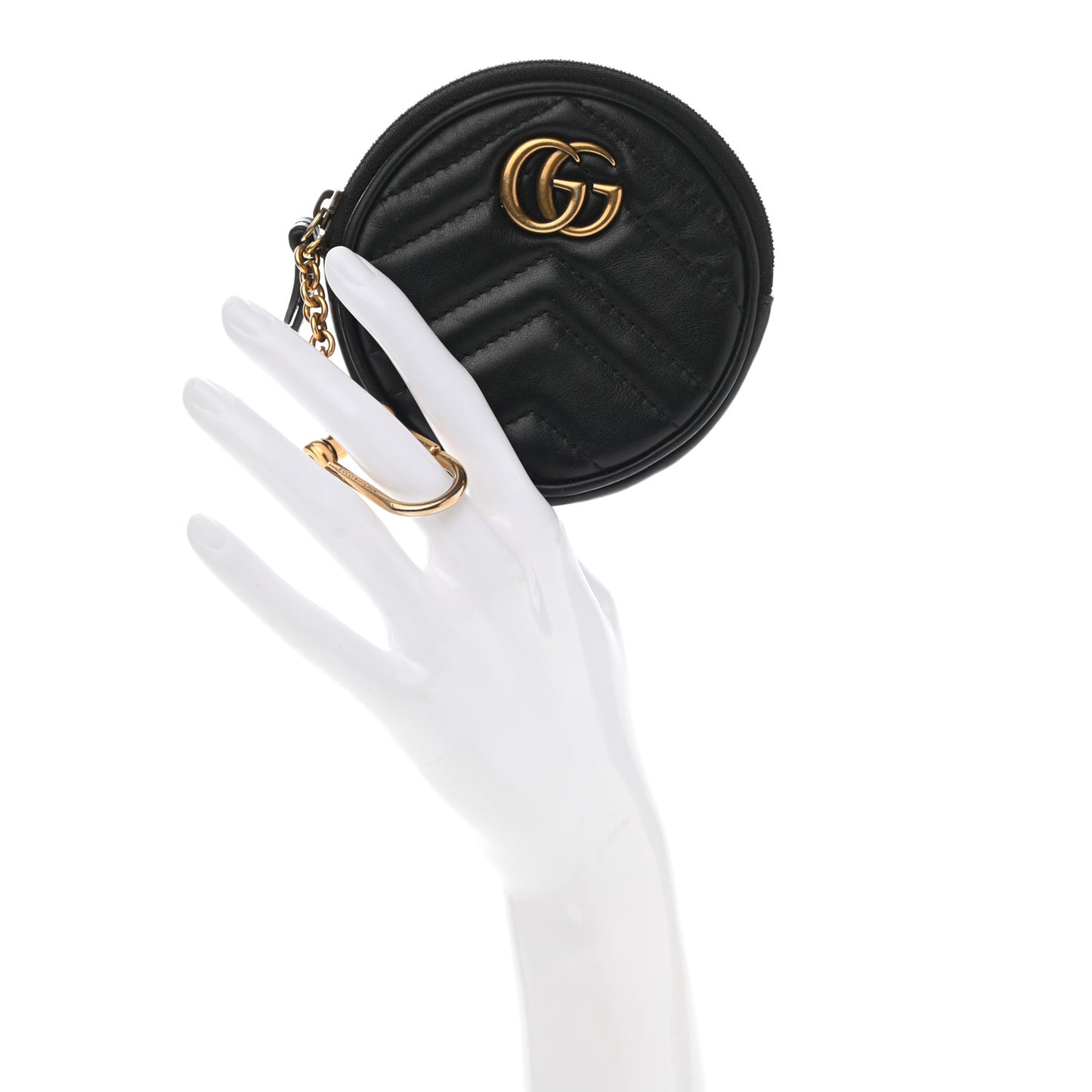 Calfskin Matelasse GG Marmont Round Coin Purse Black
