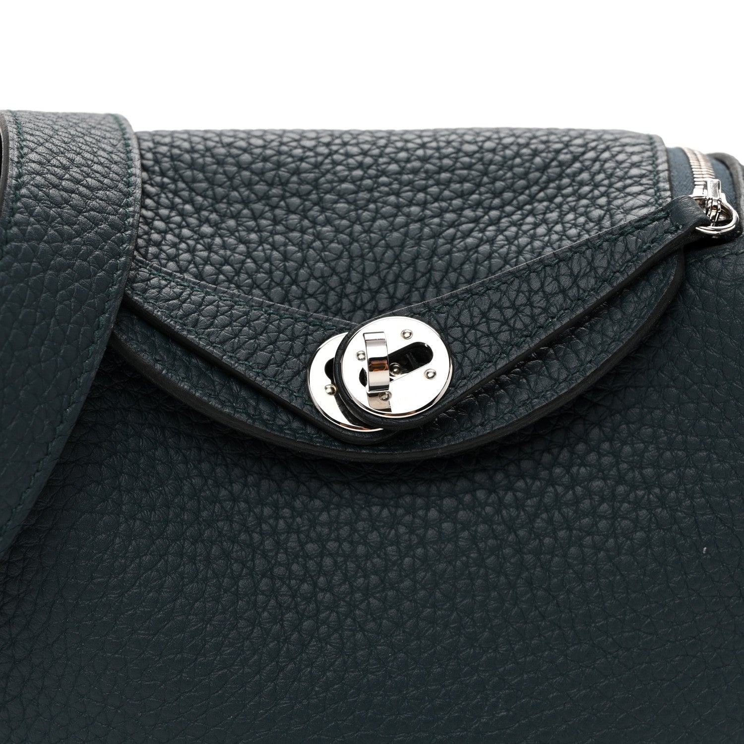 Hermes Taurillon Clemence Mini Lindy 20  Vert Cypress 8 of 10