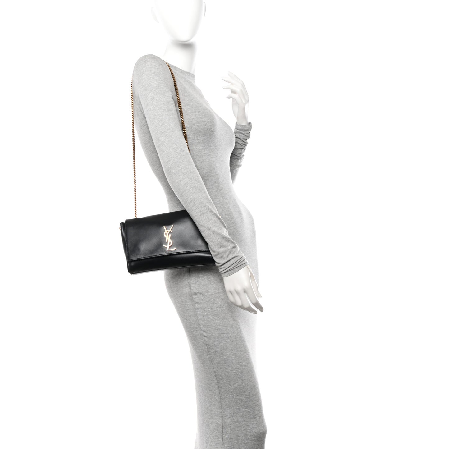 Smooth Calfskin Suede Small Reversible Monogram Kate Satchel Black
