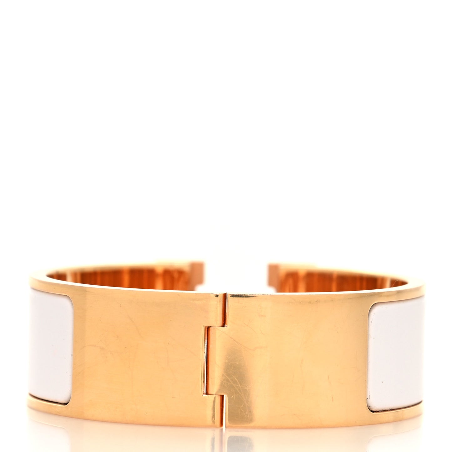 Enamel Wide Clic Clac H Bracelet GM White