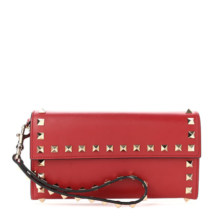 Valentino Garavani Vitello Rockstud Wristlet Travel Wallet Rosso Valentino 1 of 11
