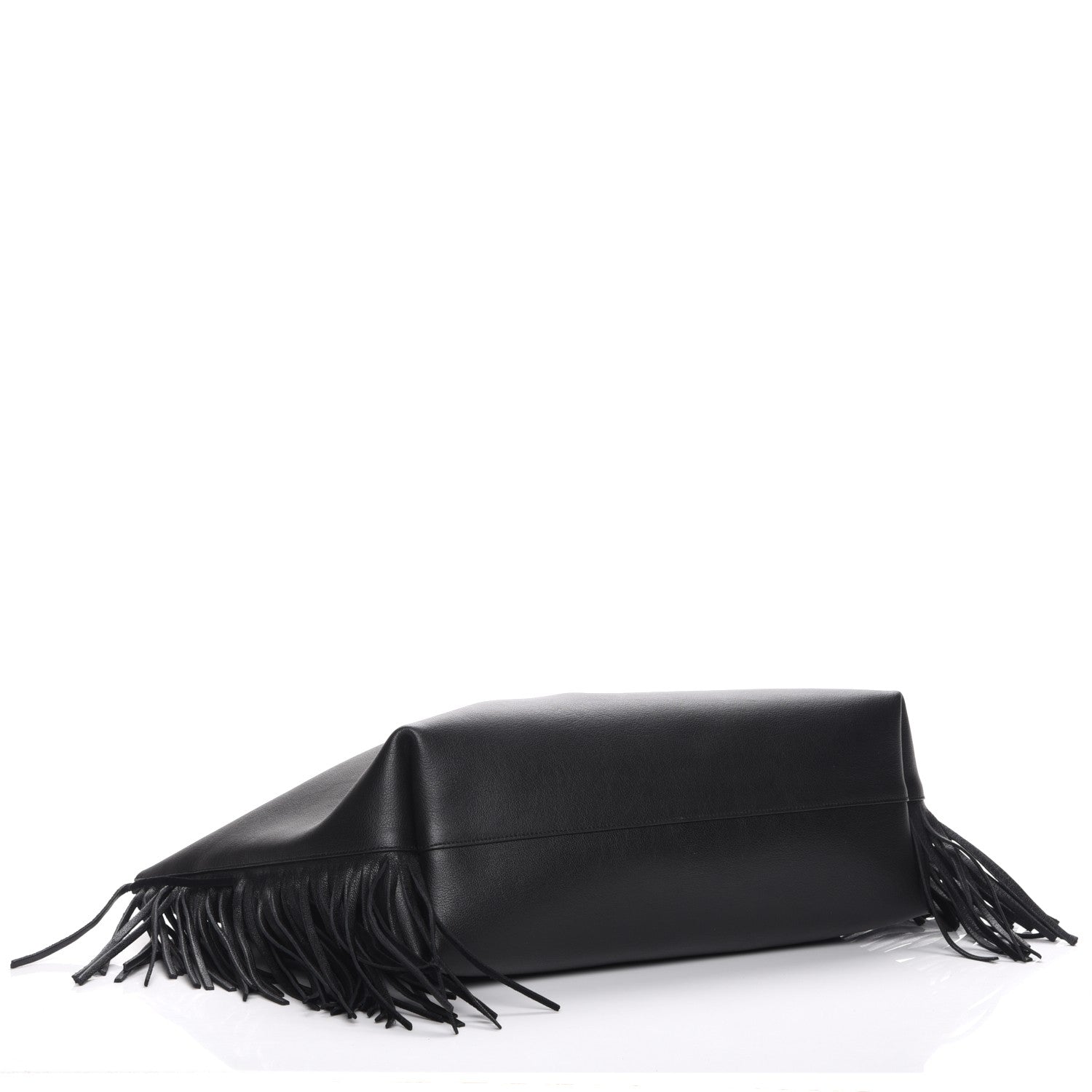 Saint Laurent Calfskin Large Fringe Shopping Tote Black 4 of 9