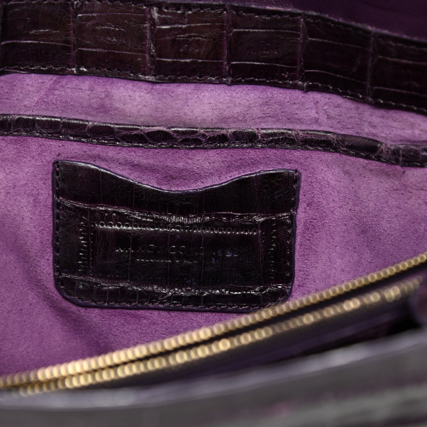 Crocodile Stud Foldover Clutch Purple