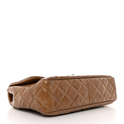 Chanel Crinkled Patent Quilted Jumbo Single Flap Camel Beige 4 of 10