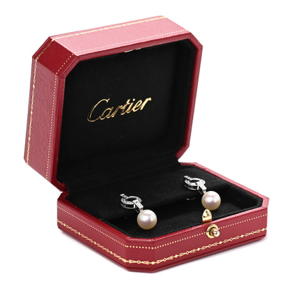 Cartier 18K White Gold Diamond Akoya Pearl 9mm Himalia Earrings 7 of 7