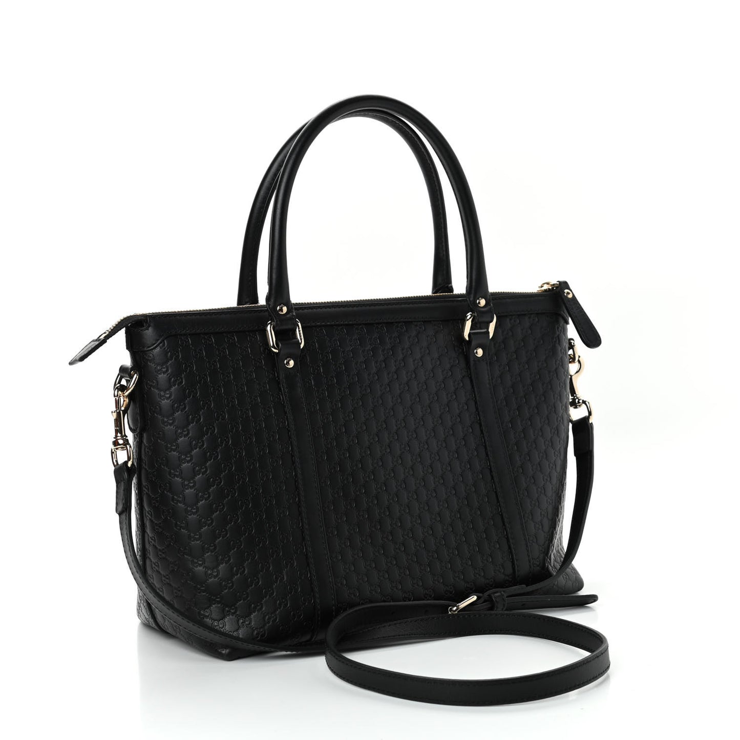 Soft Microguccissima Small Zippered Satchel Black