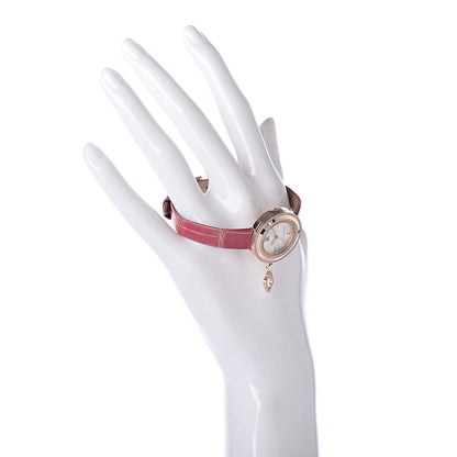 Van Cleef & Arpels 18K Rose Gold Alligator Diamond Bezel 25mm Charms Quartz Watch 2 of 9