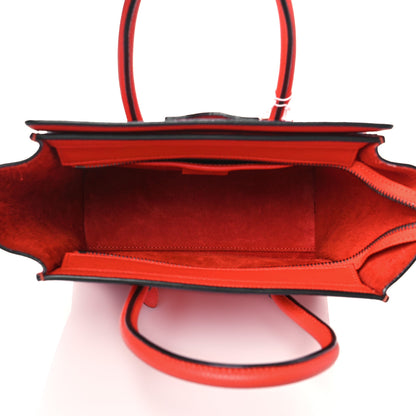 Celine Drummed Calfskin Nano Luggage Coquelicot 5 of 13