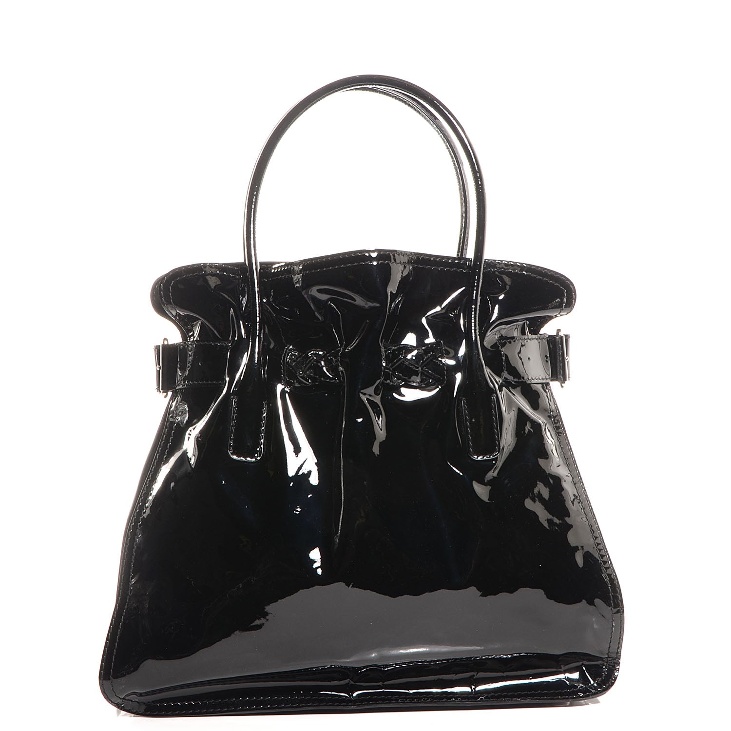 Valentino Garavani Patent Belted Histoire Tote Black 1 of 8