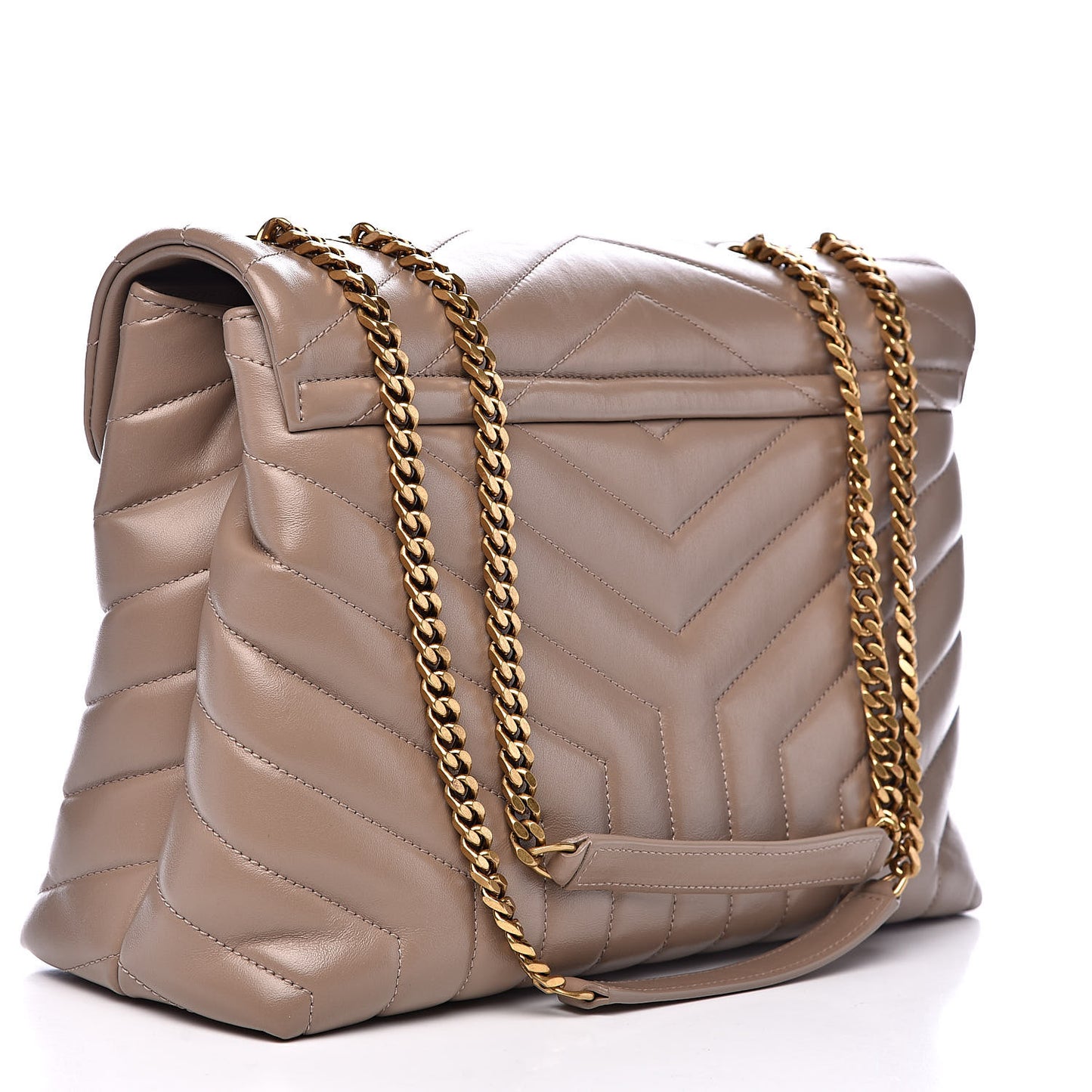 Calfskin Y Quilted Monogram Medium Loulou Chain Satchel Dark Beige