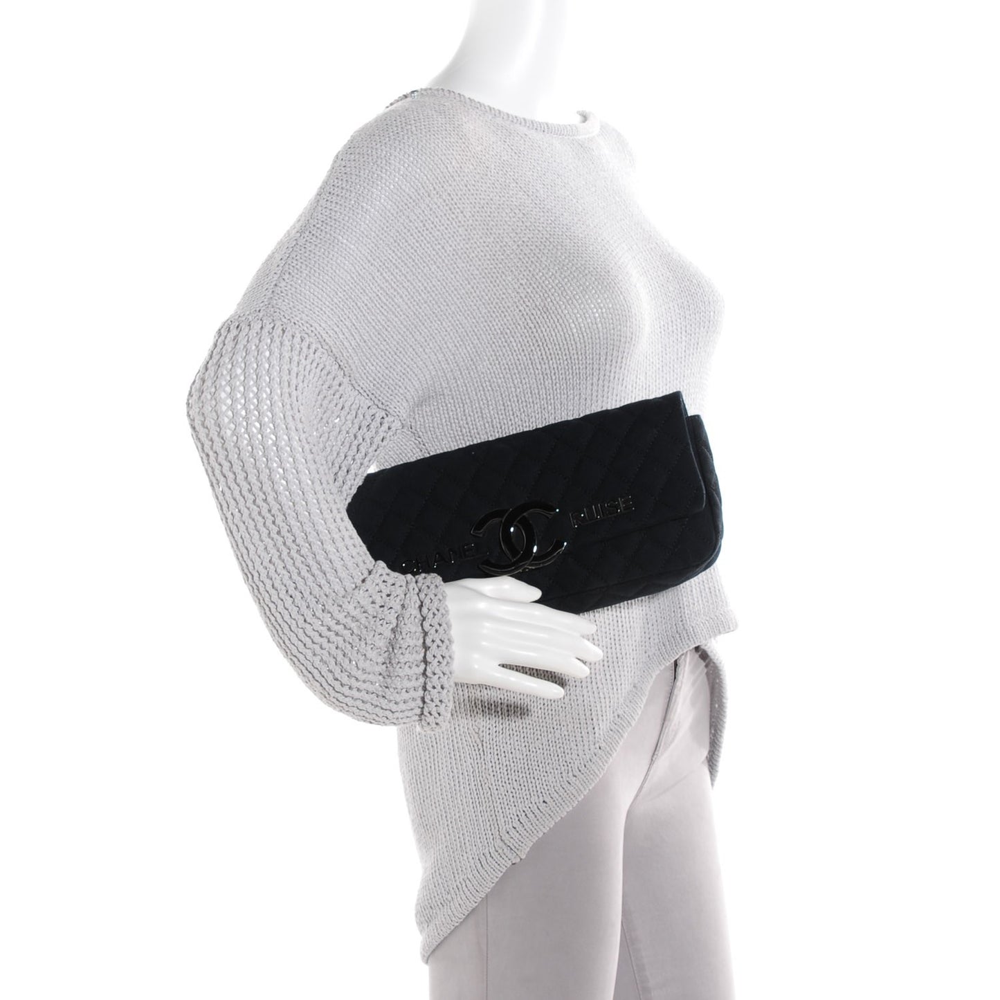Canvas Quilted CC Cruise East West Flap Clutch Black