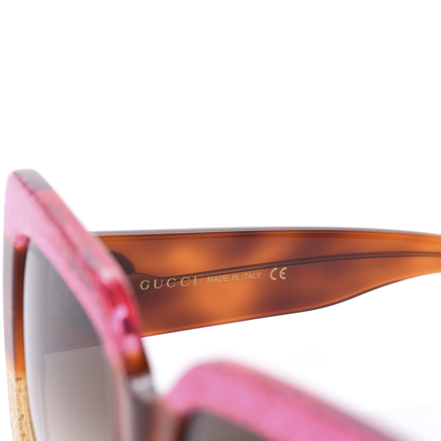 Acetate Square Frame Sunglasses GG0083S Glitter Pink Multi