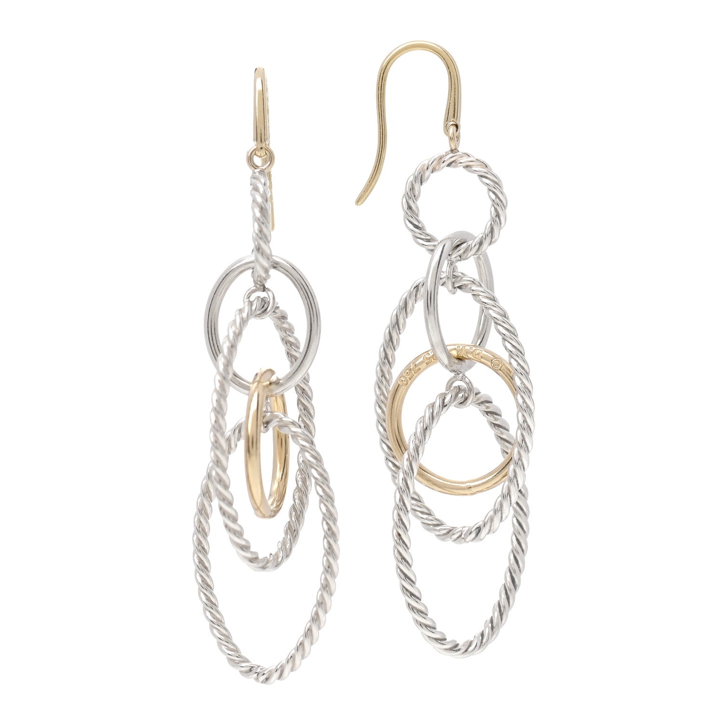 Sterling Silver 18K Yellow Gold Mobile Oval Drop Earrings